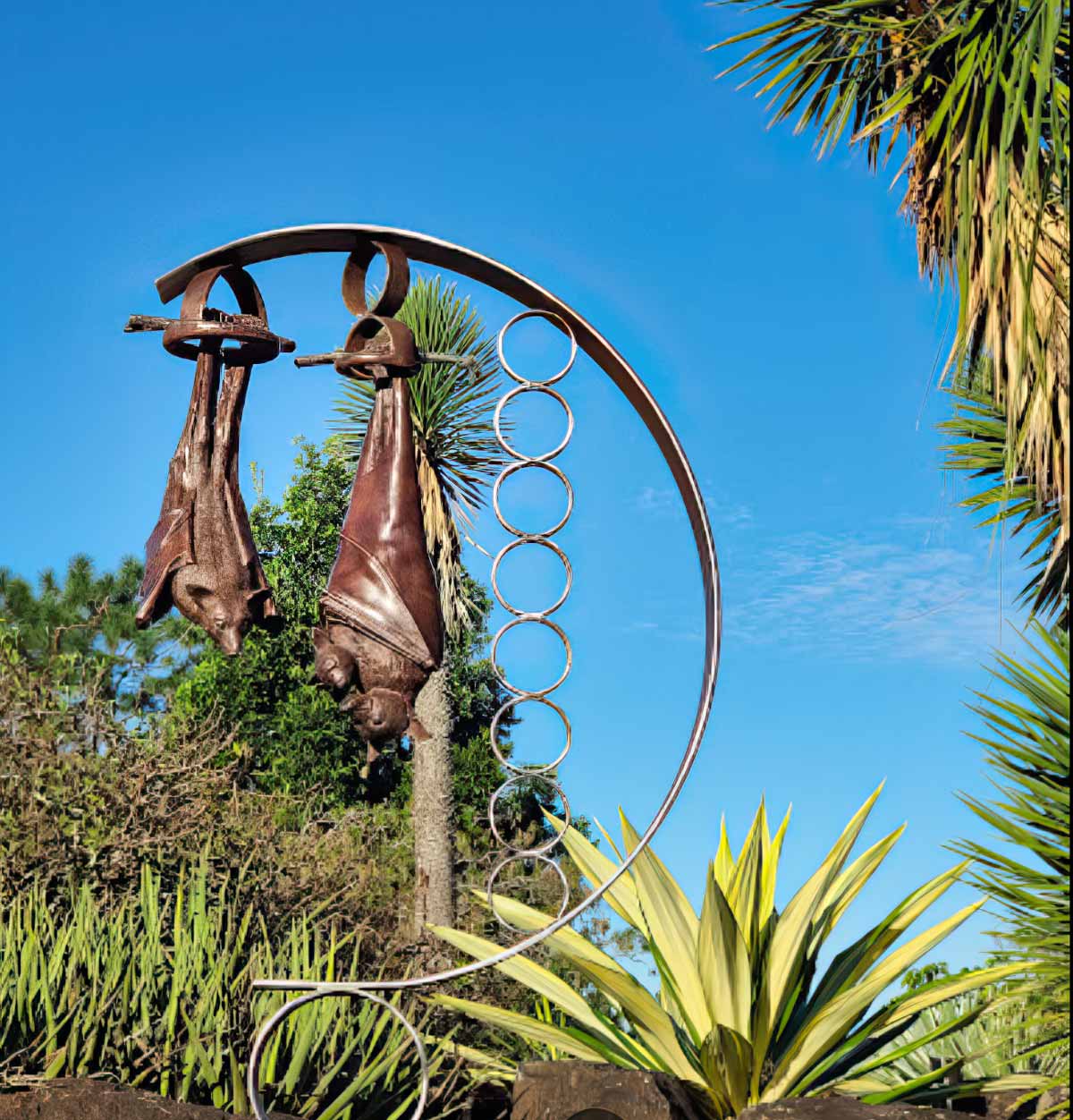 A sculpture of Brisbane's famous Bats in the Botanical Gardens.