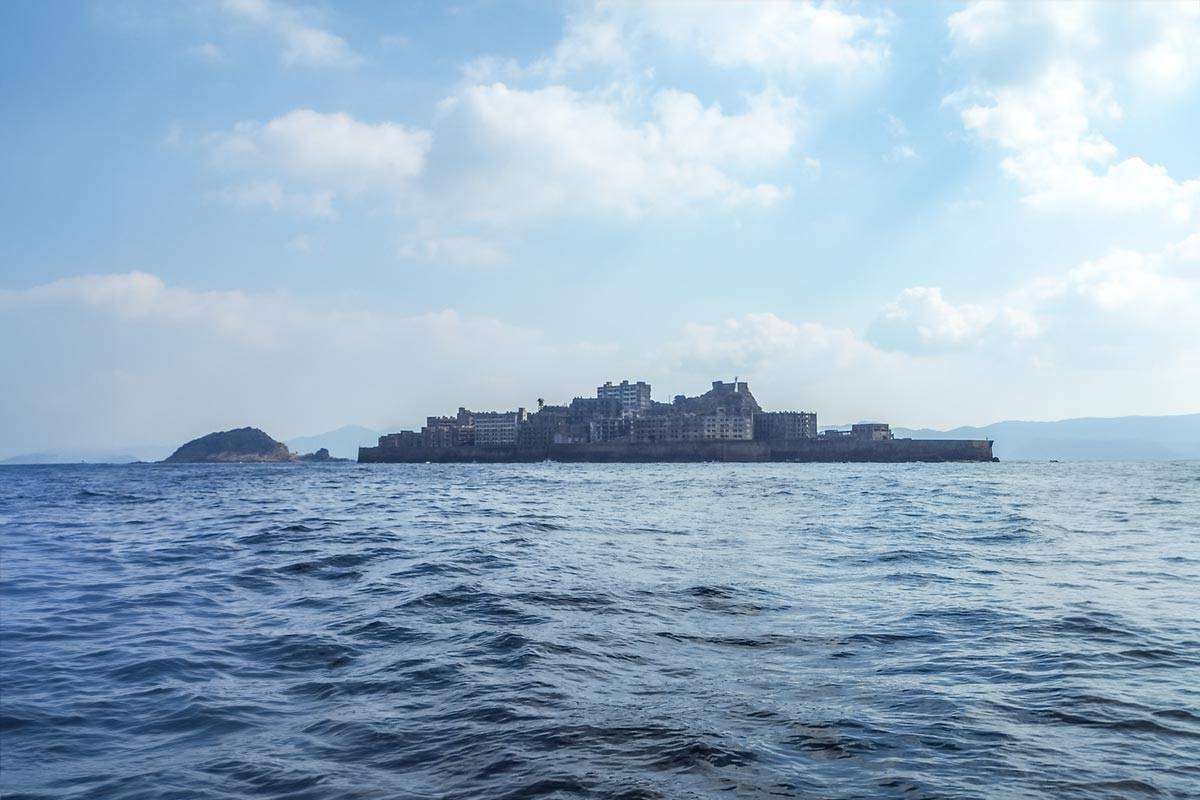 Gunkanjima (Battleship) Island view from the boat