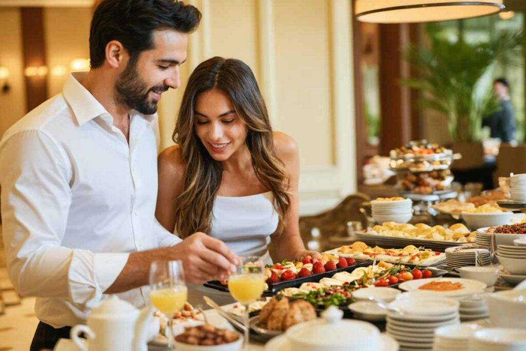Enjoying a great buffet breakfast on the Gold Coast
