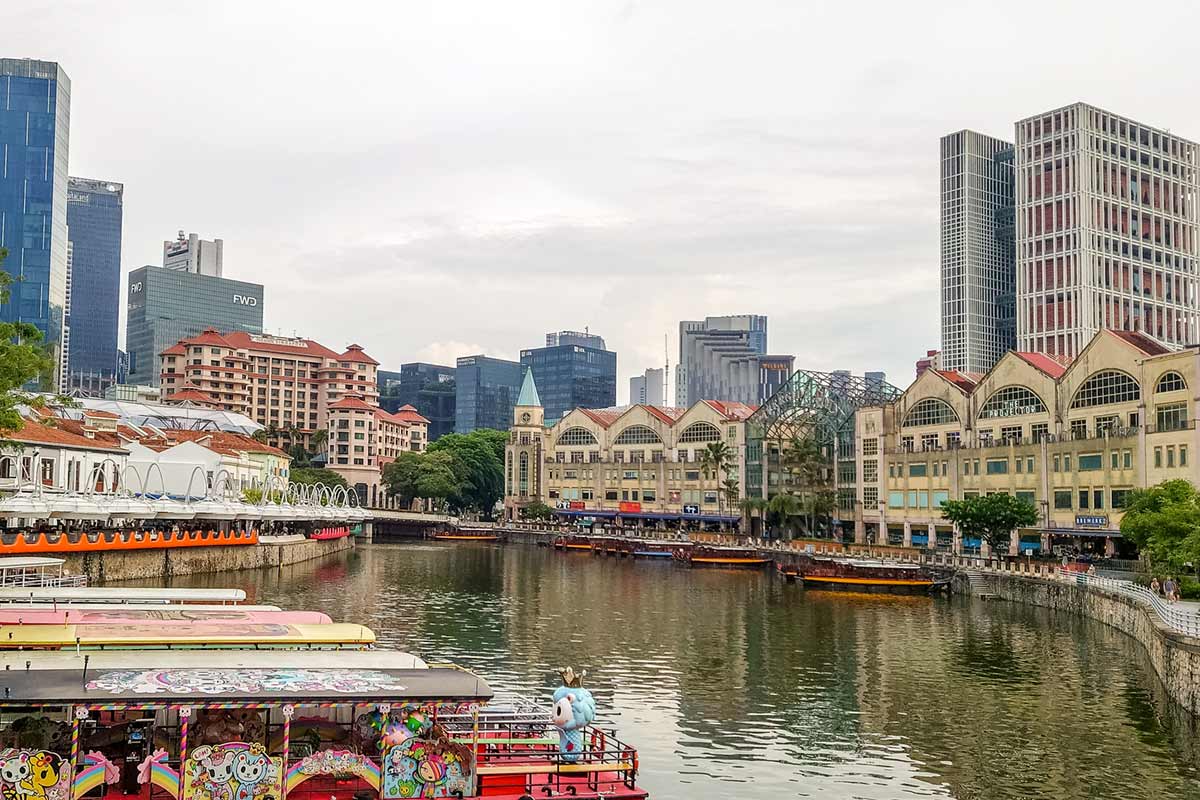 BoatQuayDaytime Boat Quay Singapore during the day.