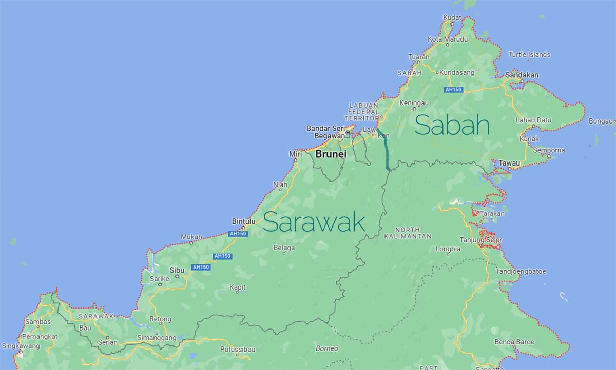 The provinces of Sabah and Sarawak, Malaysian-Borneo