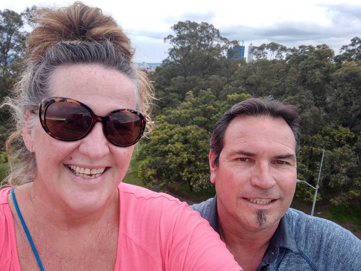 BradAndJenKingsParkTower Brad and I on top of the DNA tower in Kings Park