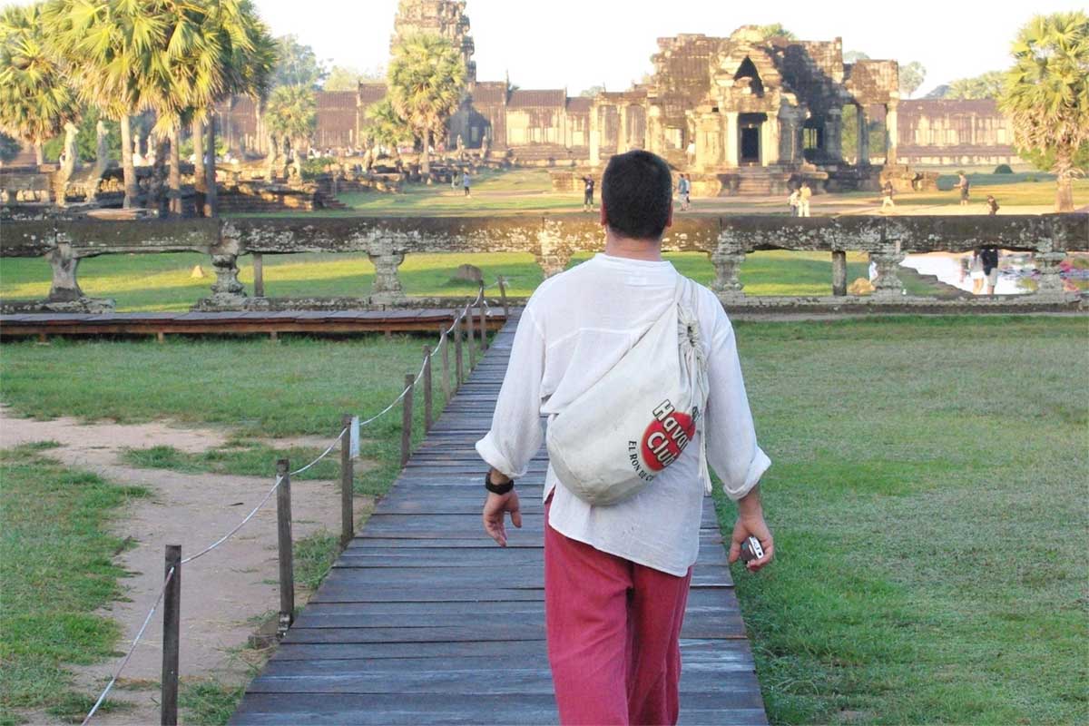Brad at Angkor Wat dressed appropriately