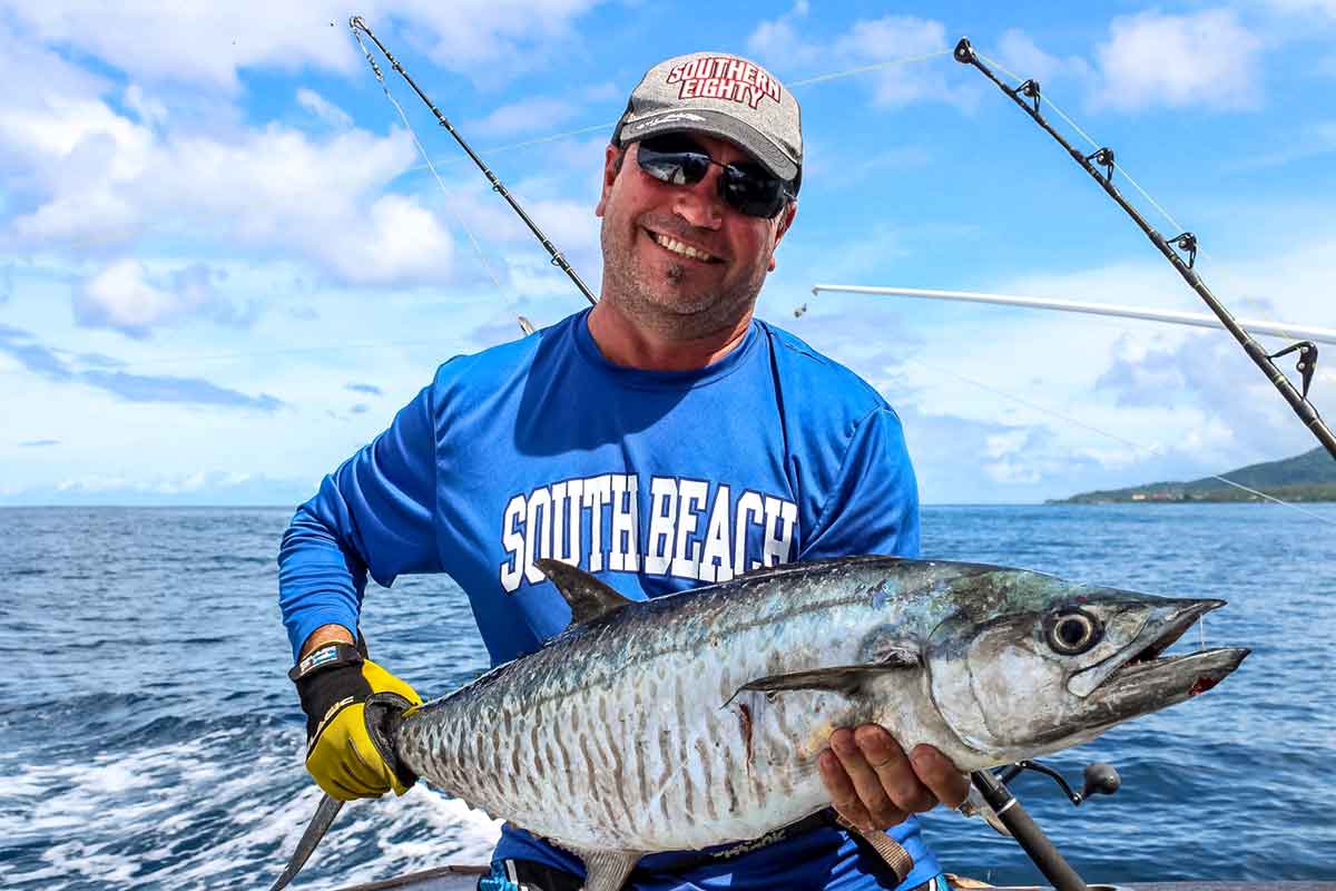 Brad fishing with Troppo Fishing Adventures Samoa