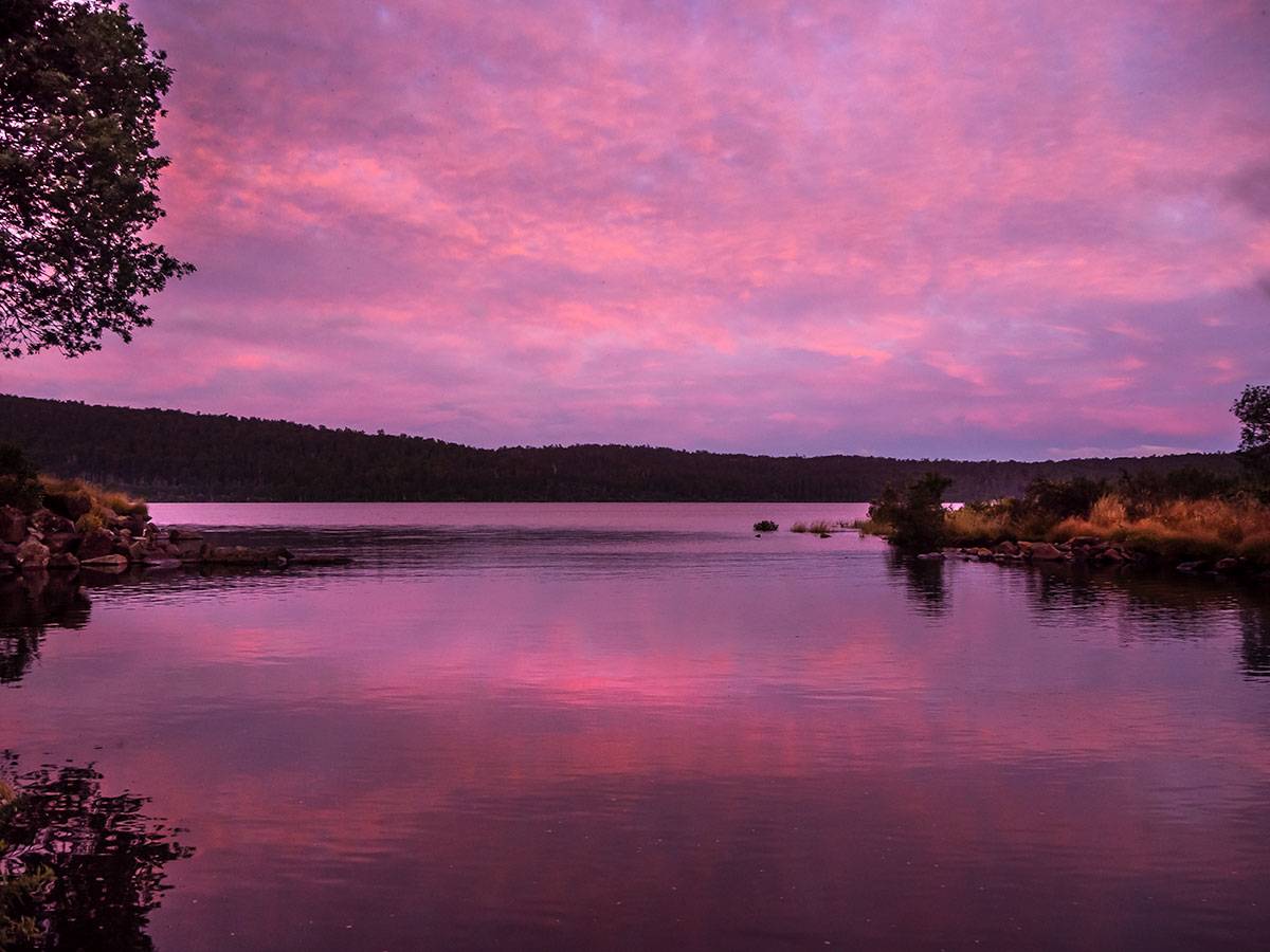Sunset over Brady's Lake Tasmania