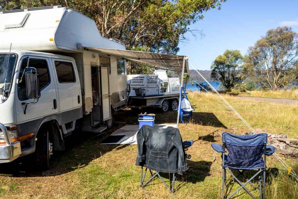 Camping lakeside in Tasmania