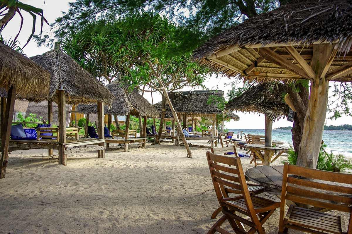 Beachside restaurants on Gili Islands