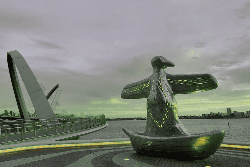 Art installation and bridge at Elizabeth Quay Perth