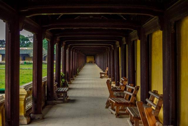 The beautiful interior walkways of the Imperial Palace, Hue