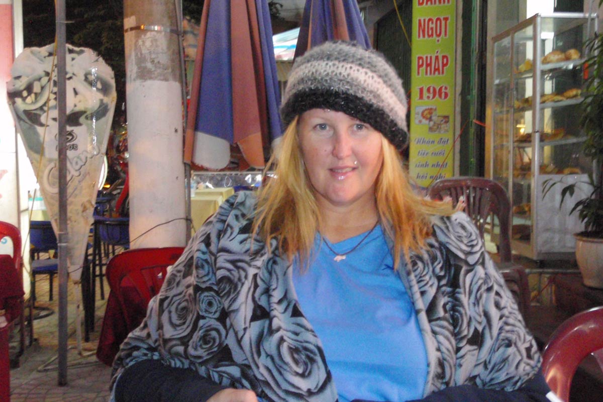 Jen-HanoiScarf Jen with her new scarf in Hanoi