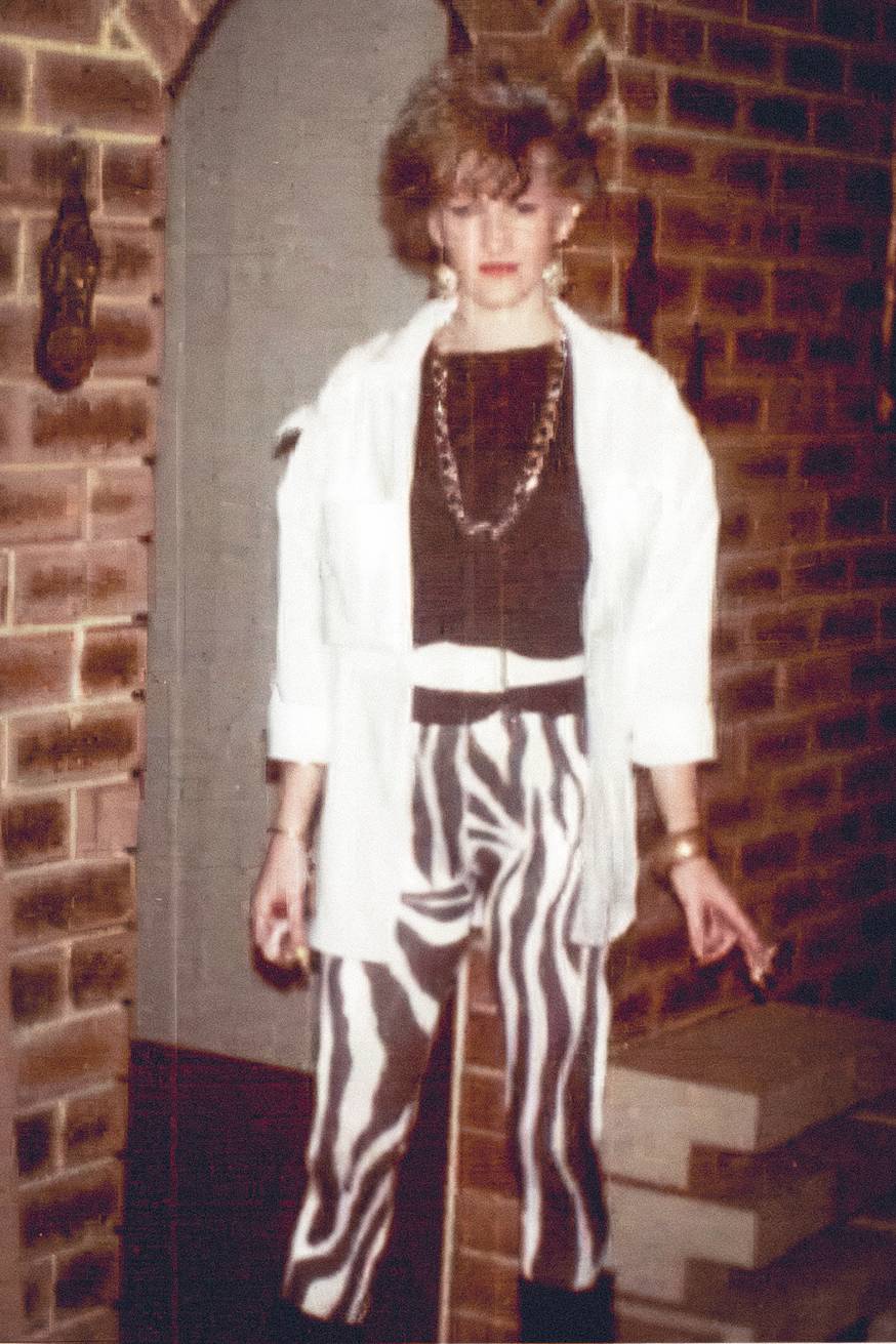 Jen_80s_Portrait Me in the 80's with m y patterned pants
