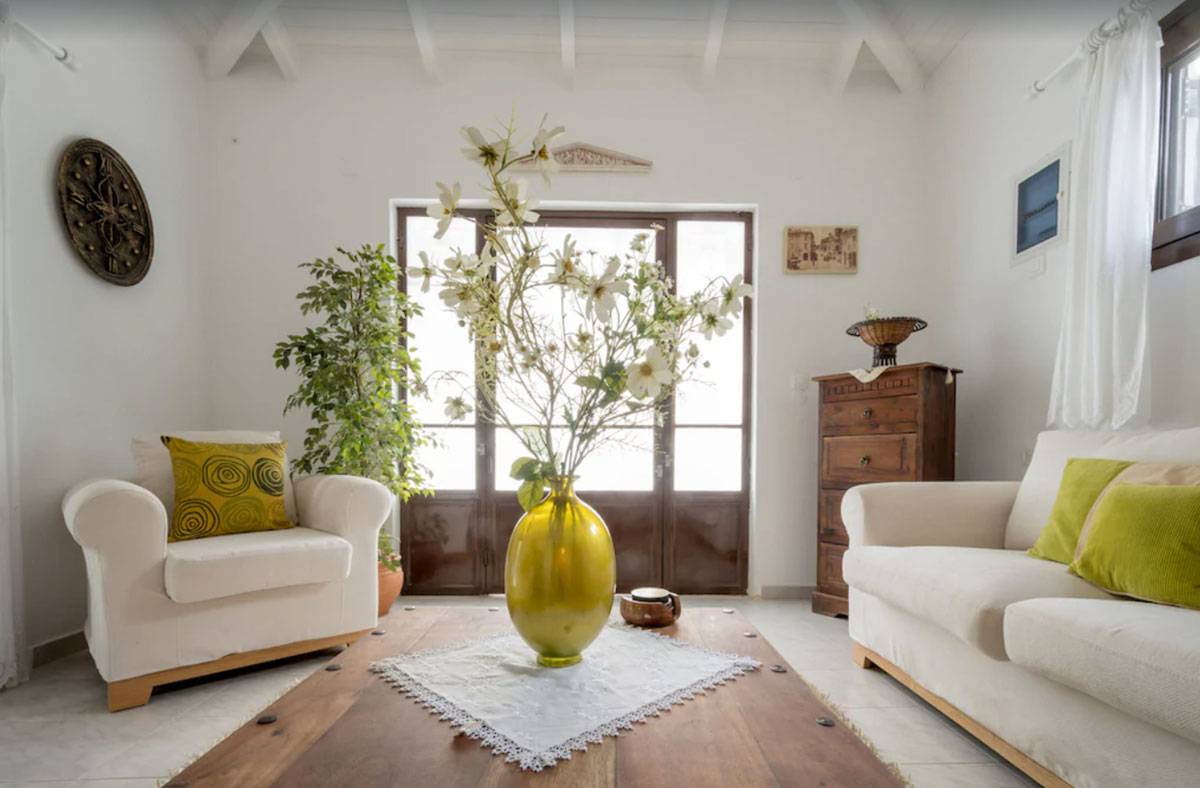 The beautifully furnished living room at Koukla Vacation Villa, Zakynthos