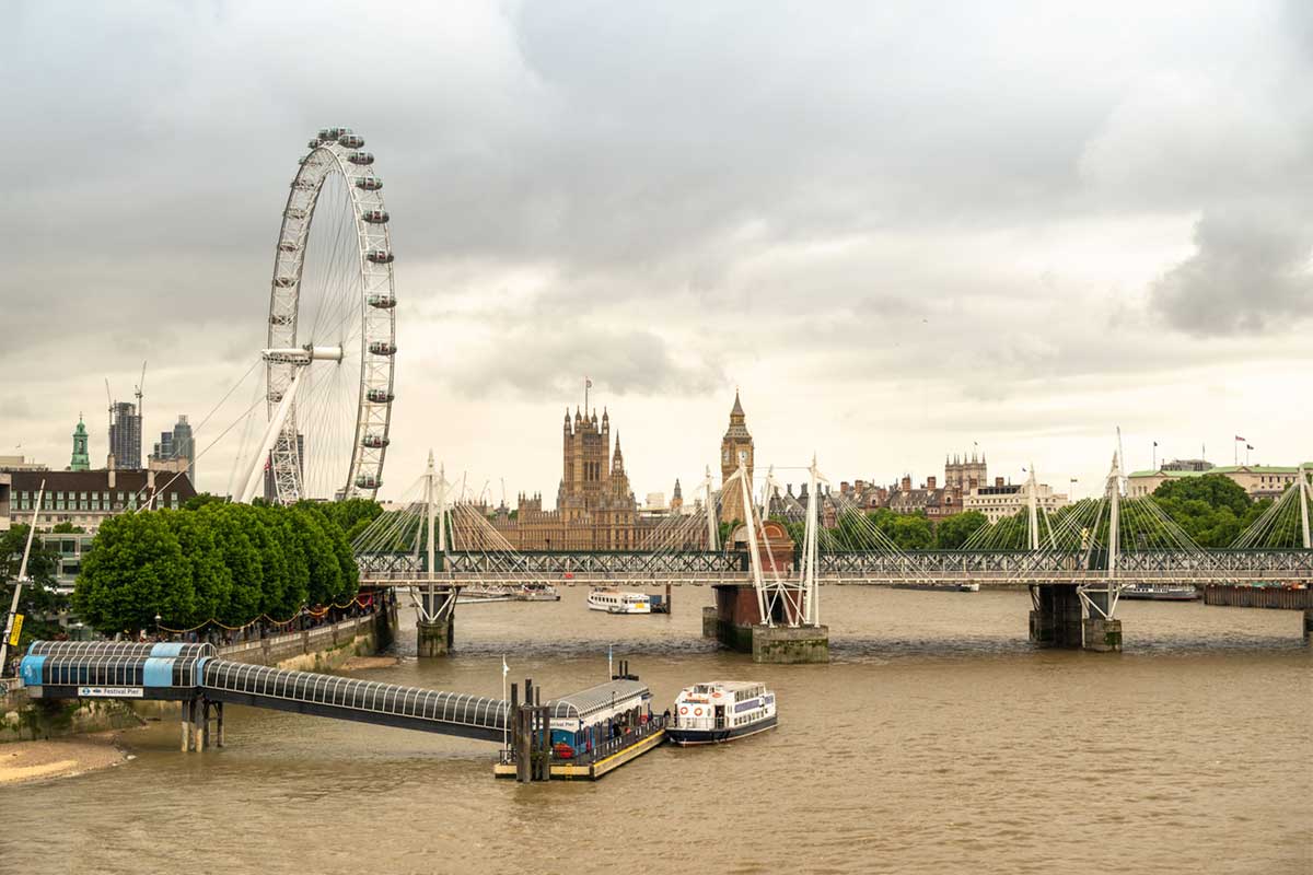 London eye from the London Bridge