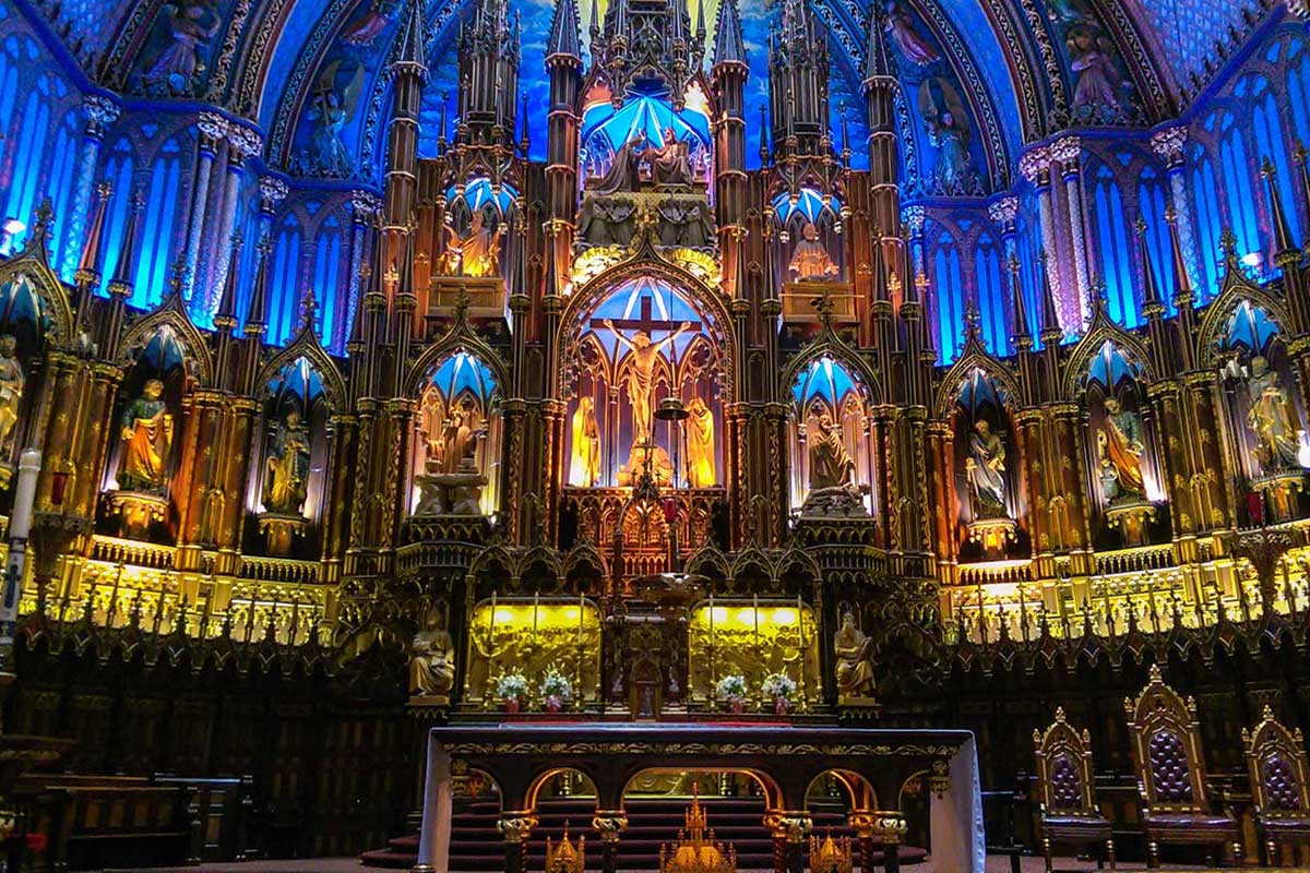 Colourful windows in Notre-Dame Cathedral Montreal