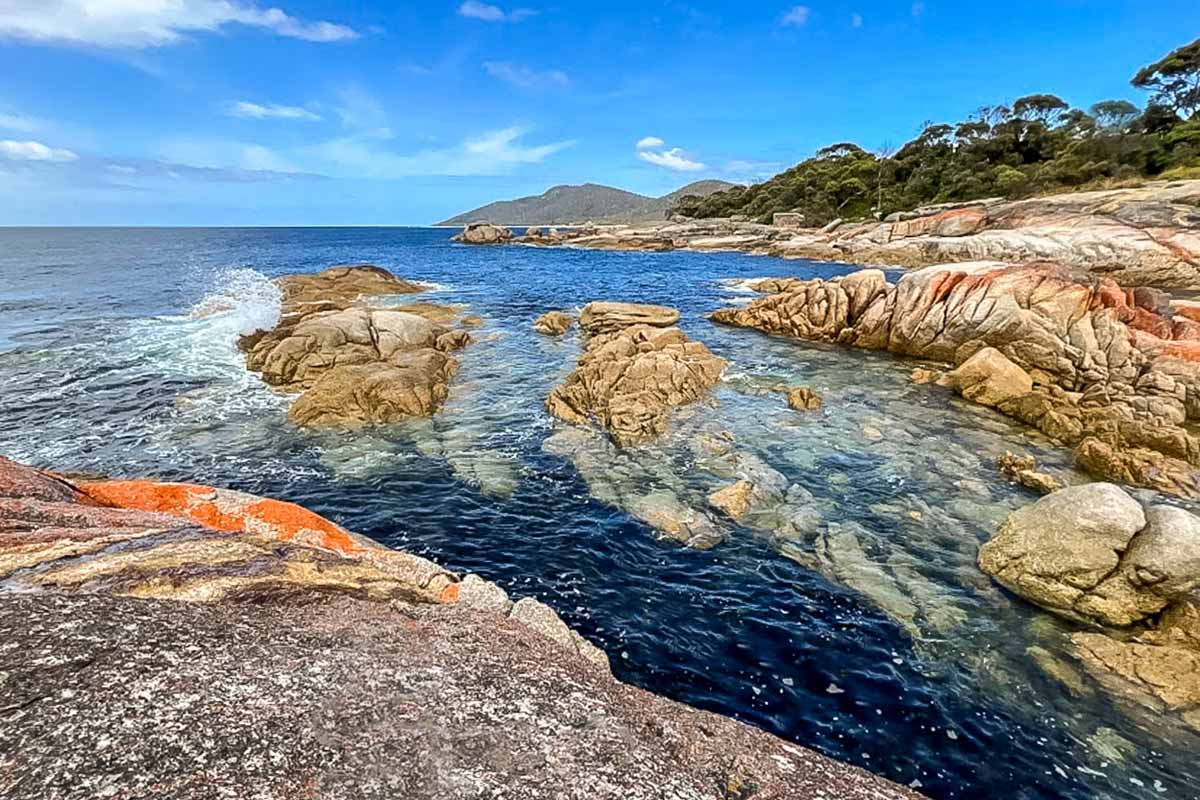 Ocean view from the foreshore walk in Bicheno