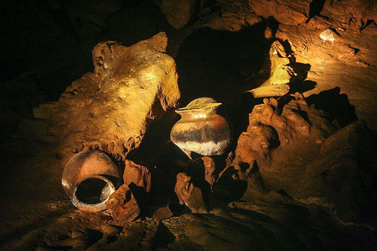 3000 Year old pottery in Actun Tunichil Muknal, ATM Cave in Belize