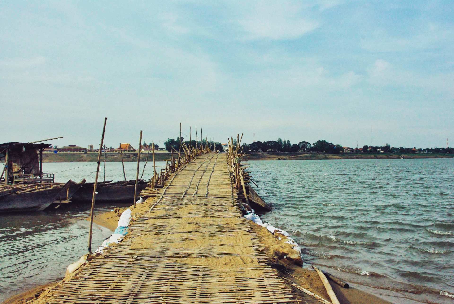 The very wobbly bamboo bridge in Kampong Cham