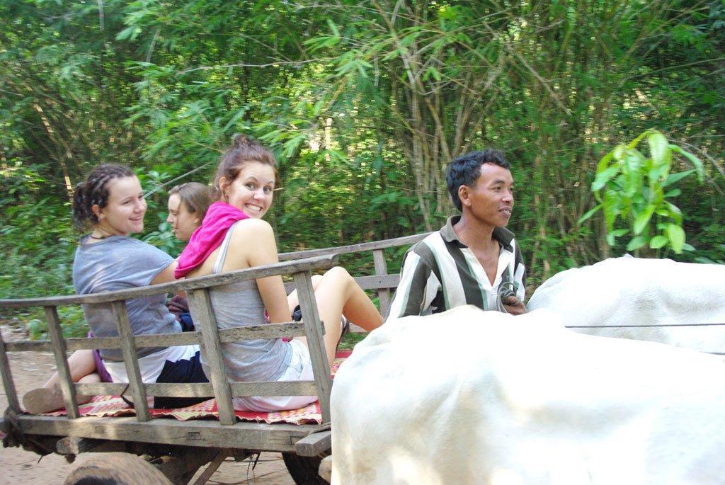 Paige and Laura in the Ox Cart coming home from the waterfall