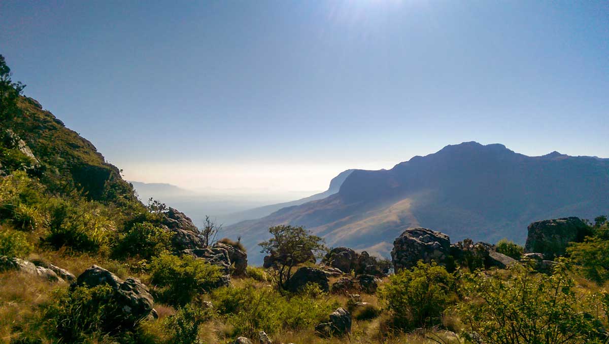 The view down into Mozambique from the top of Skeleton Pass, Chiimanimani, Zimbabwe