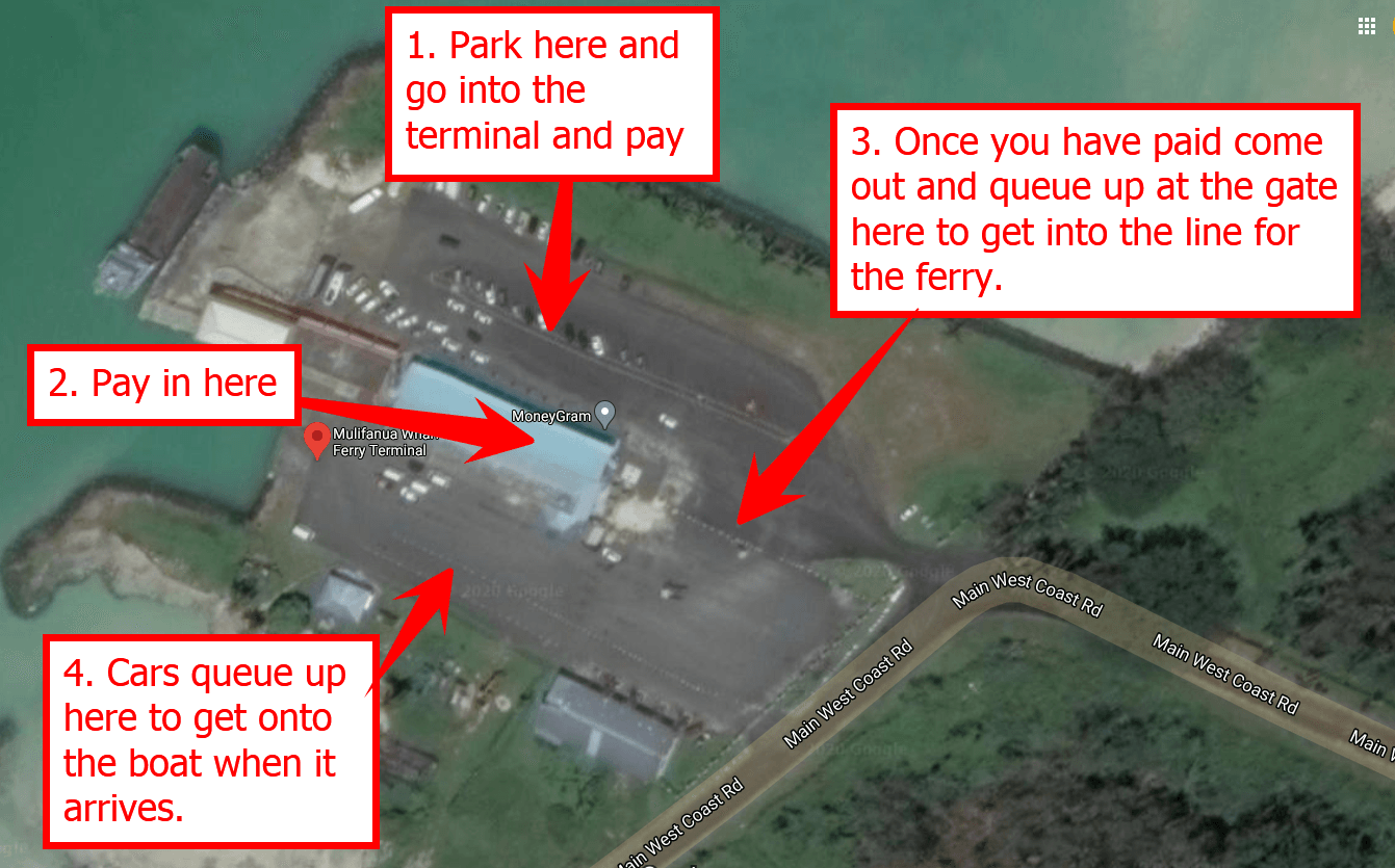 Image showing you where to check in and park for the ferry from Upolo to Savaii