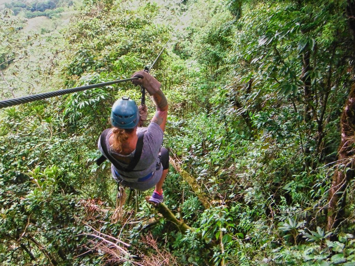 Zip lining through the Monteverde Cloud Forest Costa Rica
