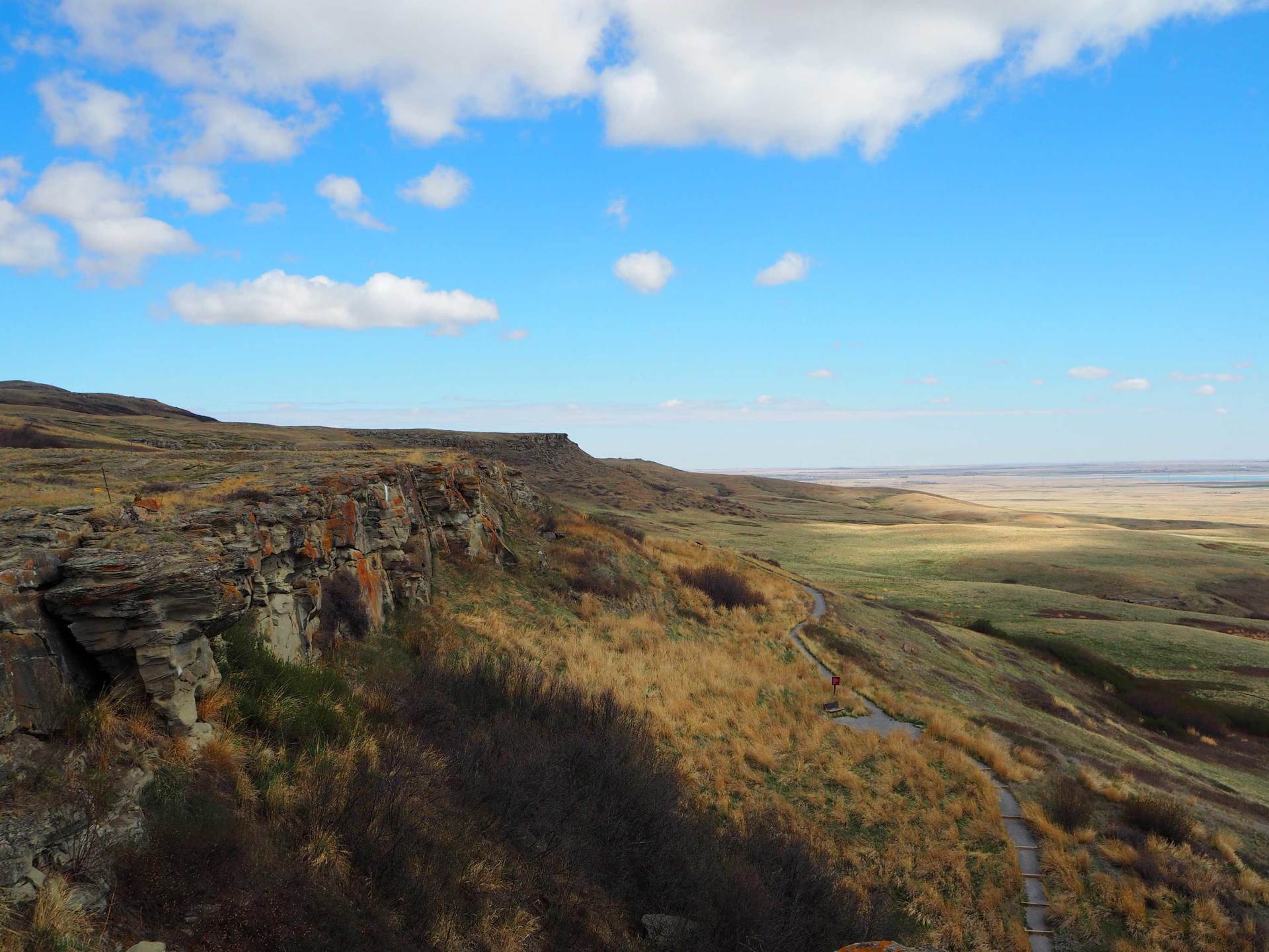 Looking out over the cliffs of Head-Smashed-In Buffalo Jump
