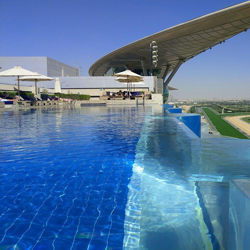 The gorgeous pool at the Meydan Hotel, Dubai