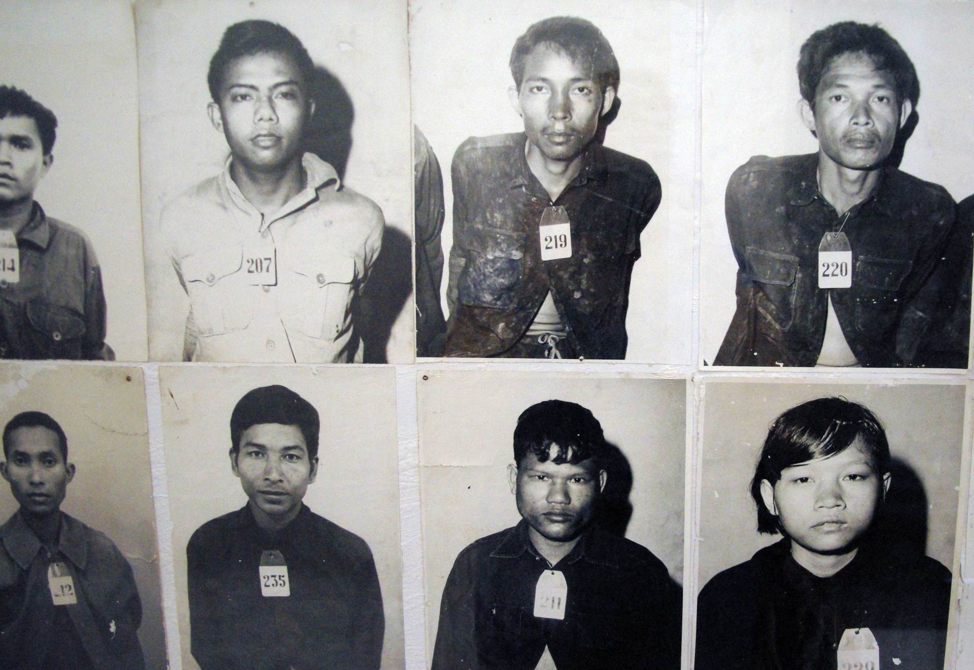 Photos of numbered victims at Cambodia's Genocide Museum