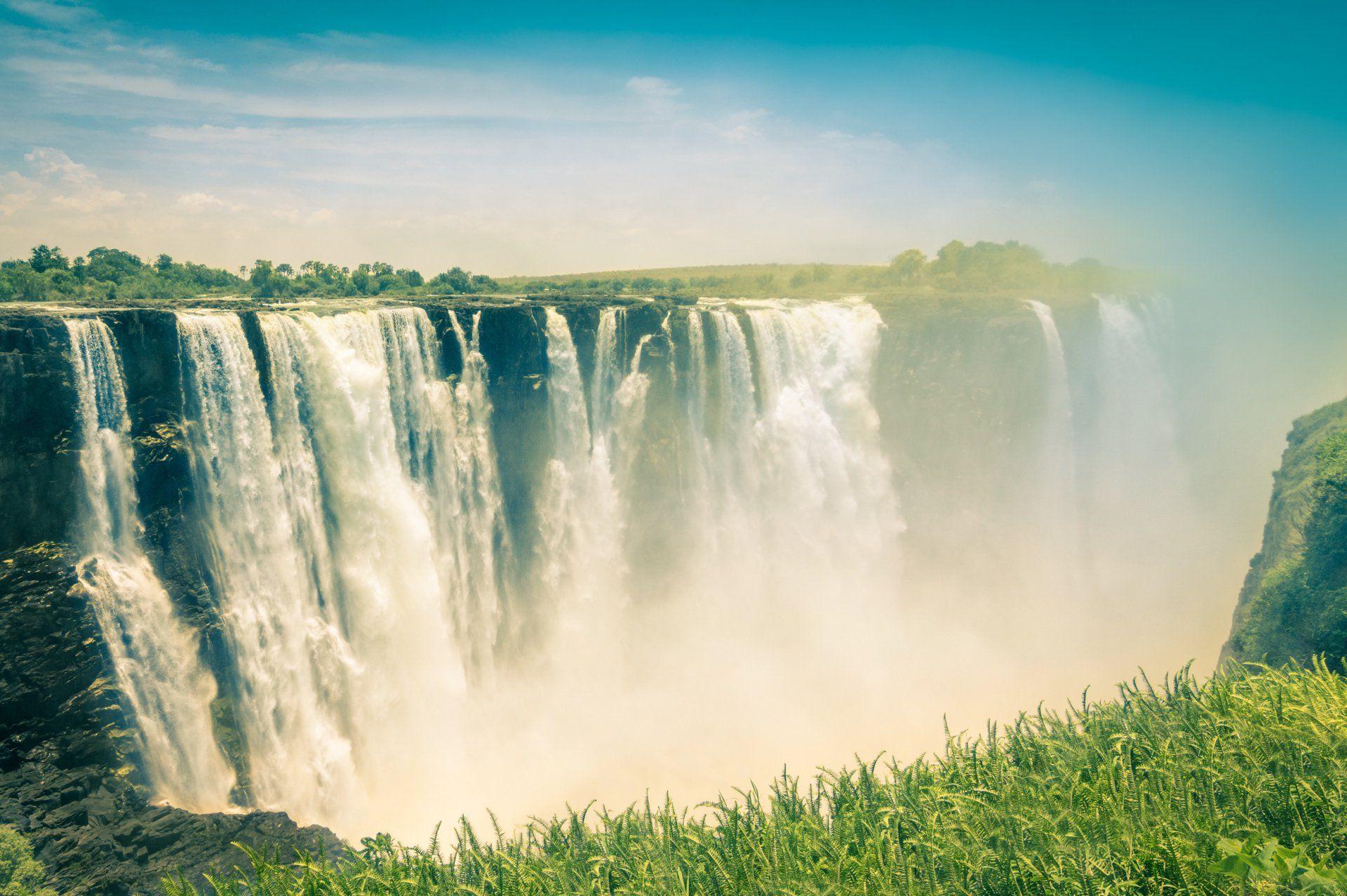 Victoria Falls visible from both Zambia and Zimbabwe