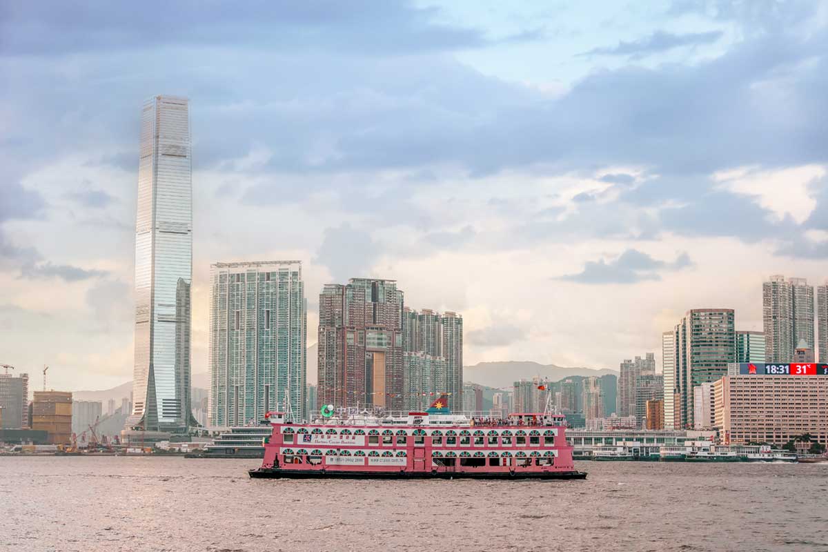 Ferry on the bay in Hong Kong