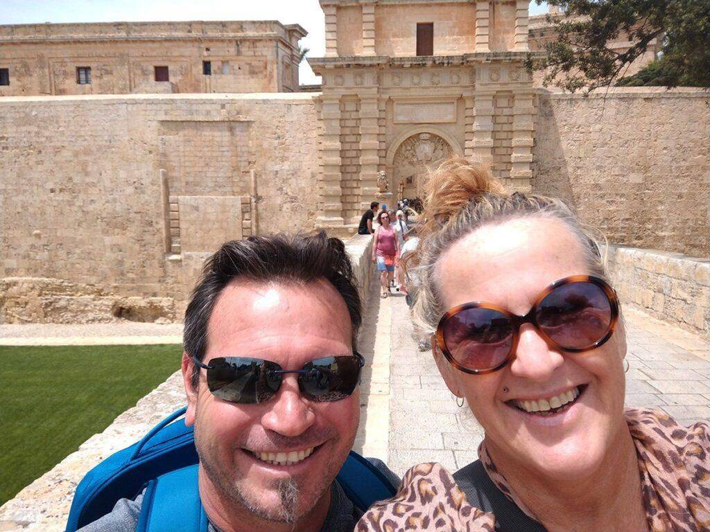 Jen and Brad at the Mdina Rabat Malta