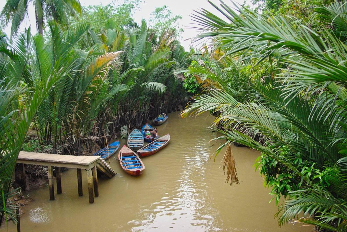 The Mekong Delta boats waiting for their fisherman.
