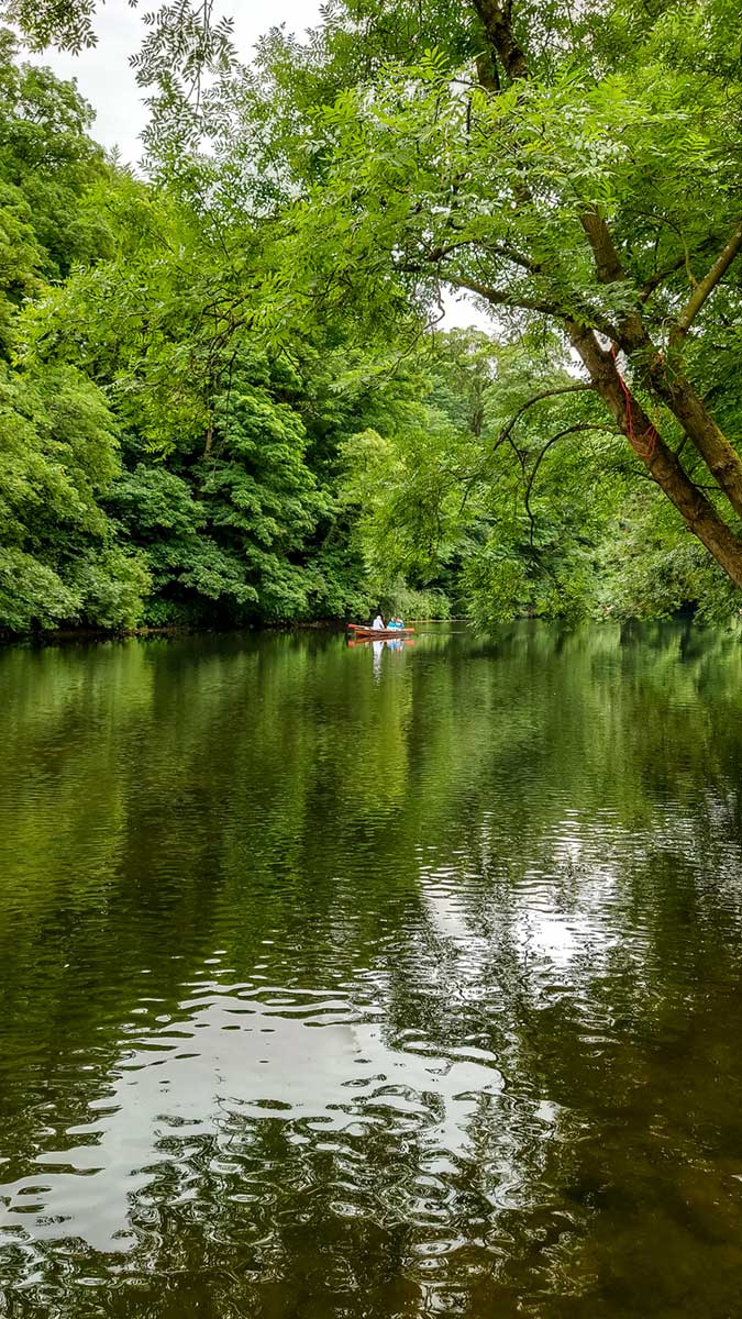 Couple canoeing on the River Wear Durham