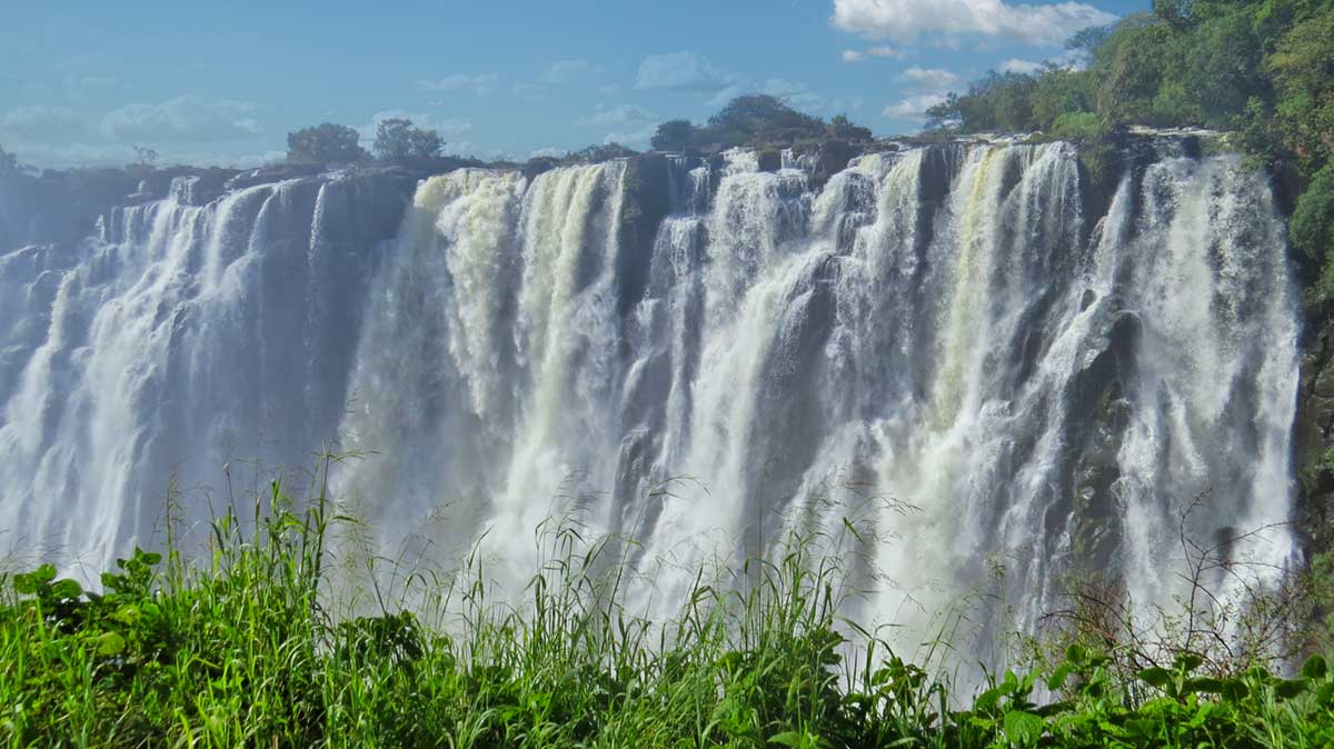 Victoria Falls viewed from the Zambian side. You can see how HUGE it is from here. 